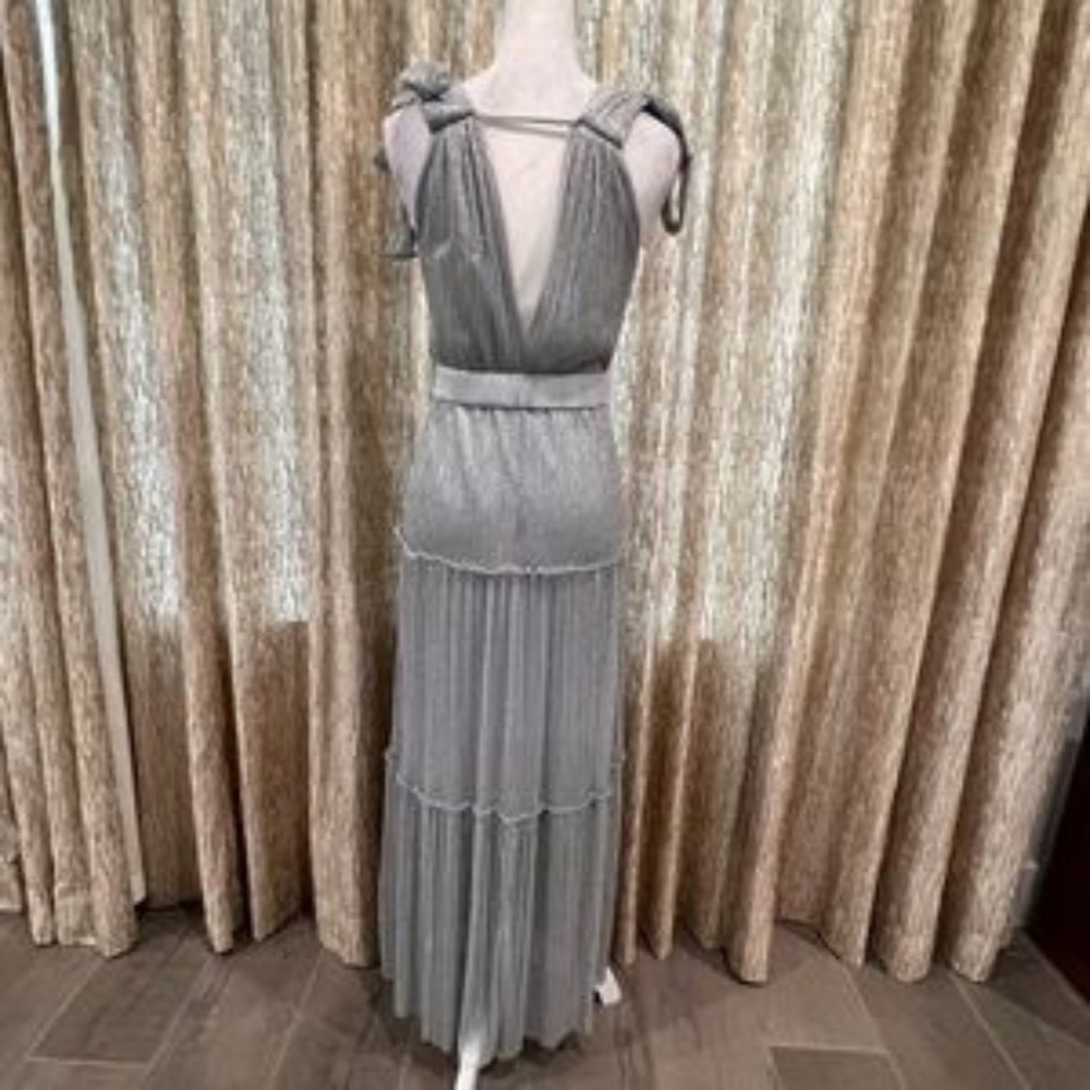 NWOT Sabina Musayev ‘Helena’ Dress in Silver Metallic